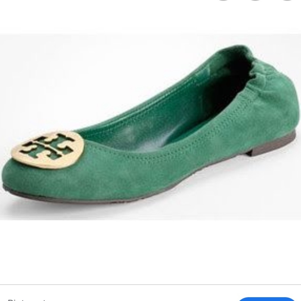 Emerald green suede Tory Burch flat